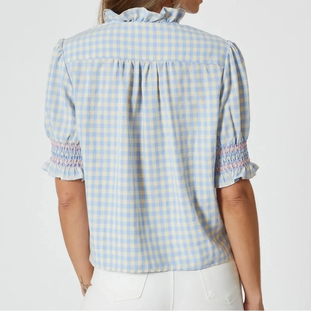 The Shirt by Rochelle Behrens Blue and Yellow Gingham Blouse - Picture 2 of 11